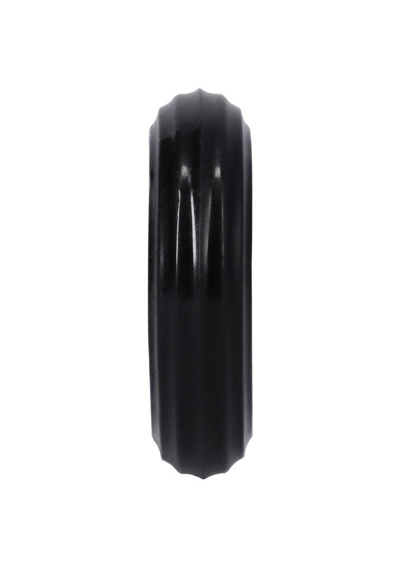 Rock Solid Ribbed Donut Silicone Cock Ring - Black