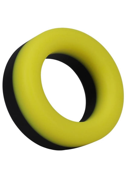 Rock Solid The Big O Silicone Cock Ring - Black/Yellow