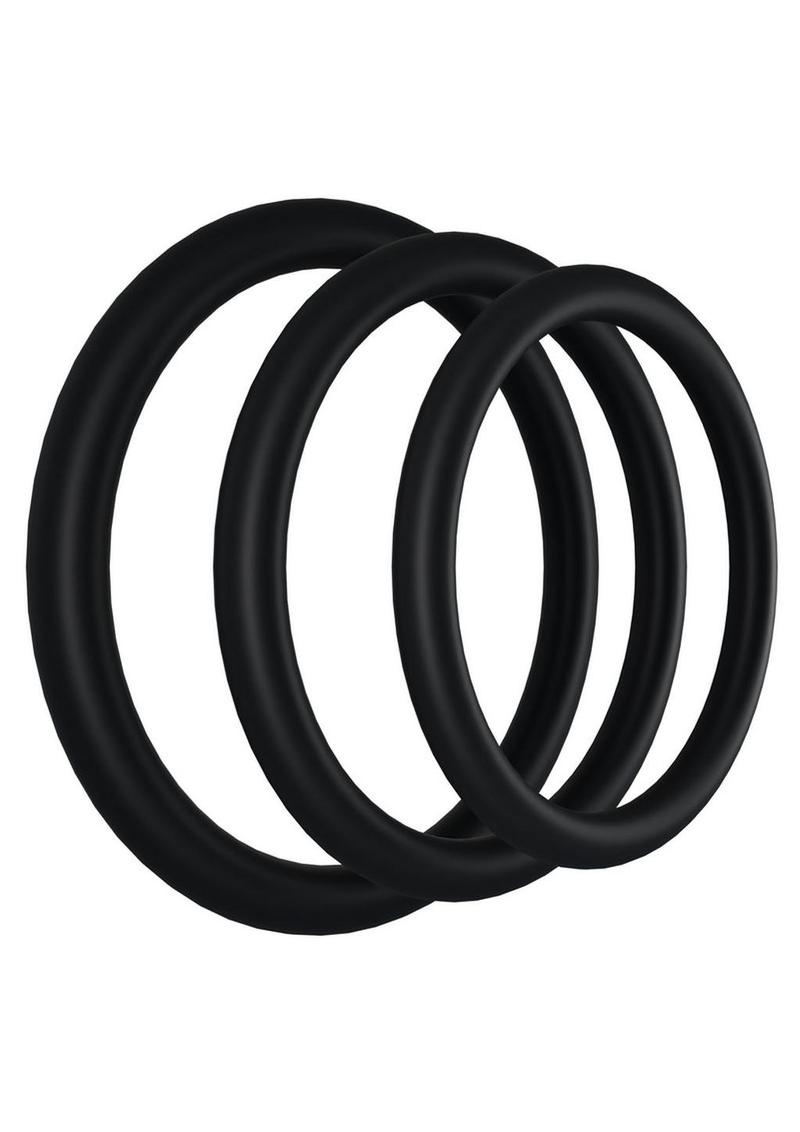 Rock Solid Tri-Pack Rubber Gasket Cock Ring - Black