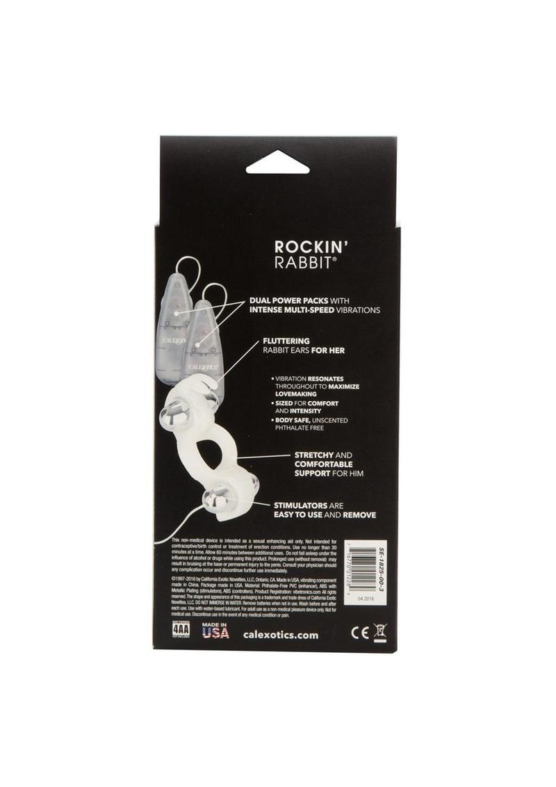 Rockin Rabbit Vibrating Cock Rings Cock Ring with Clitoral Stimulation and Remote Control - White