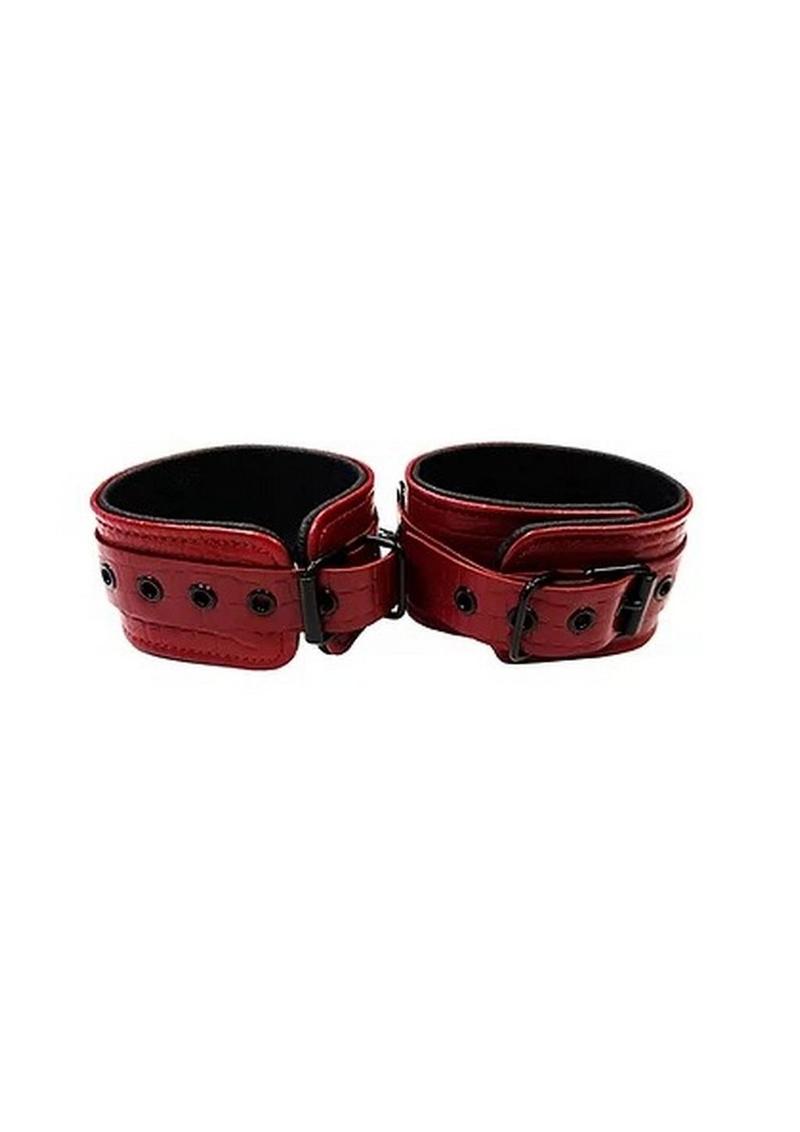 Rouge Anaconda Adjustable Wrist Cuffs - Black/Burgundy/Red