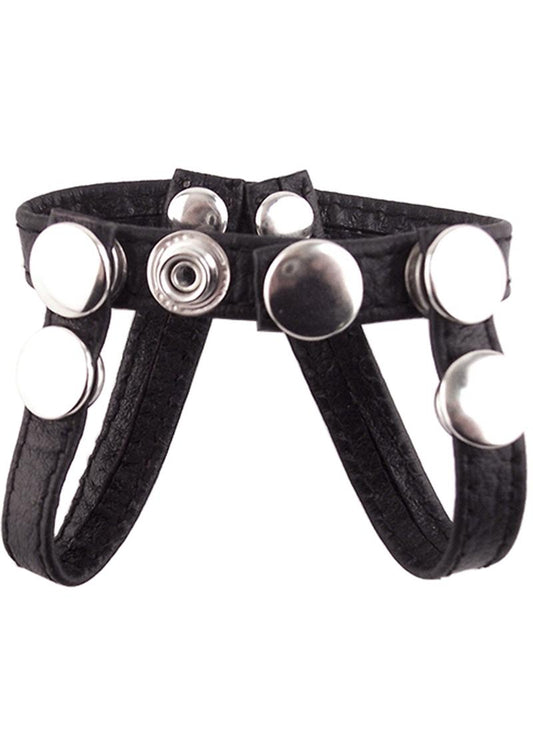 Rouge Arab Strap Leather Adjustable Cock and Balls Strap - Black