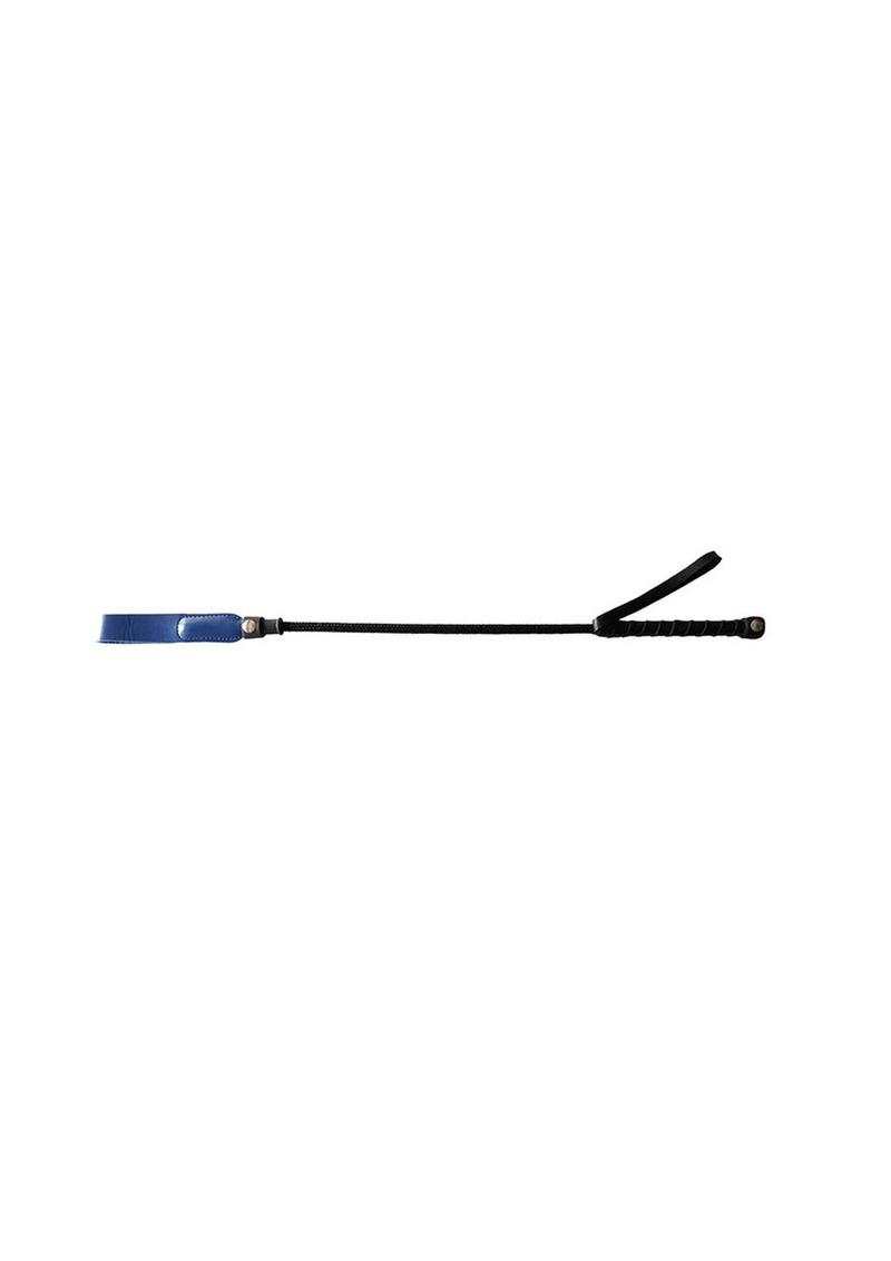 Rouge Leather Short Riding Crop with Slim Tip - Blue