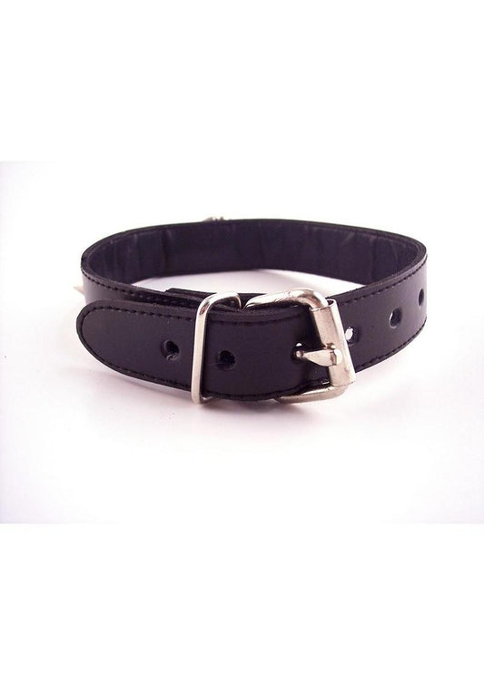 Rouge O Ring Studded Adjustable Leather Collar - Black