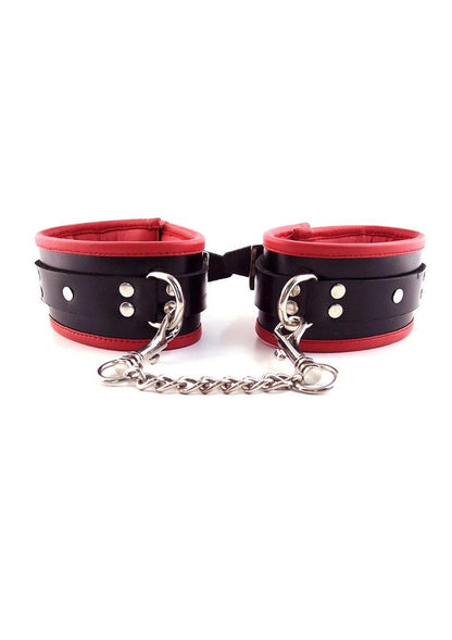 Rouge Padded Leather Adjustable Ankle Cuffs - Black/Multicolor/Red