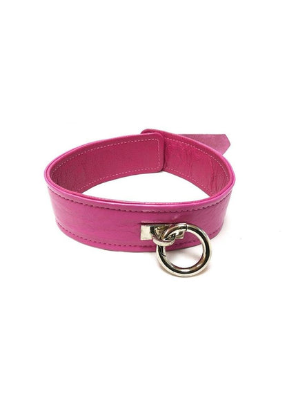 Rouge Plain Leather Adjustable Collar 1 Ring - Pink