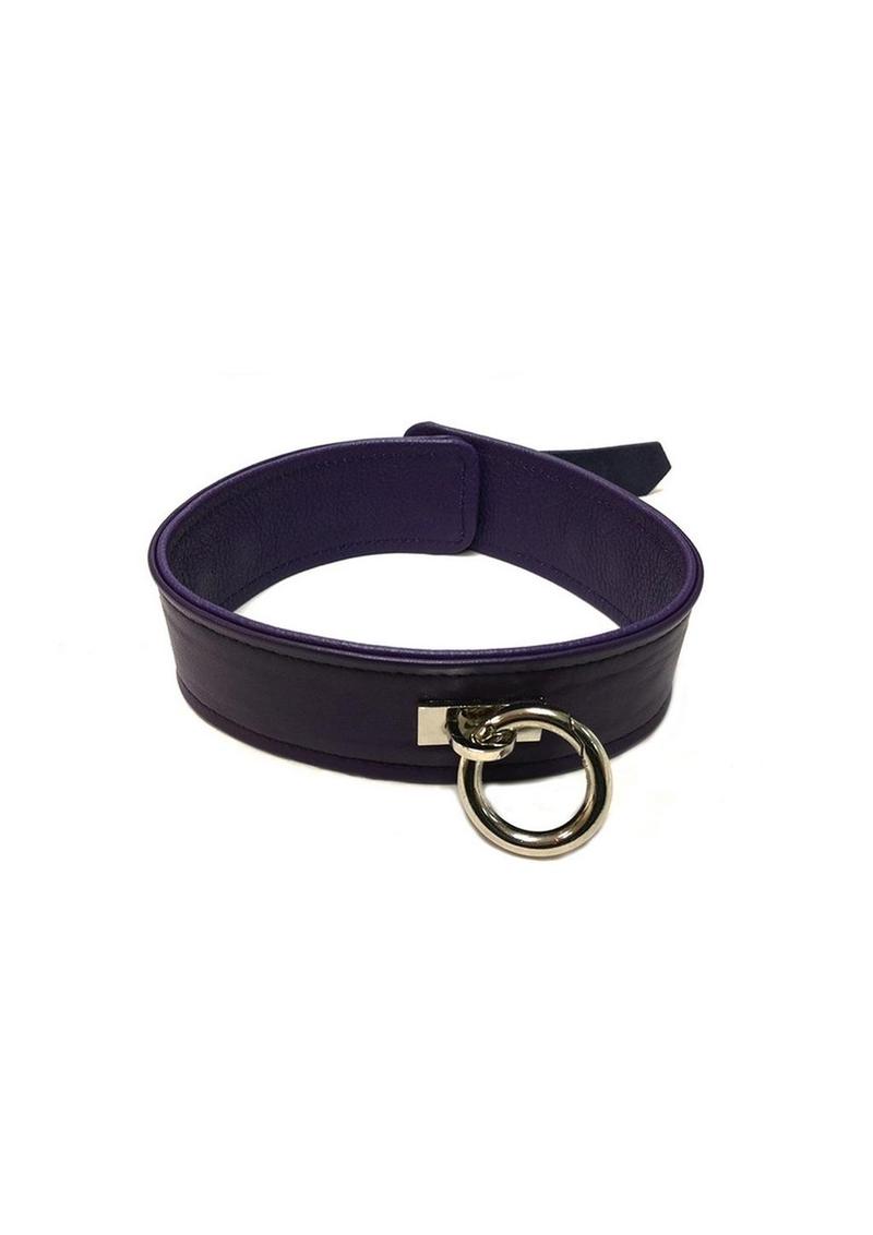 Rouge Plain Leather Adjustable Collar 1 Ring - Purple