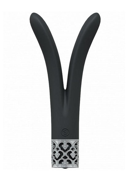 Royal Gems Dueling Queens Rechargeable Silicone Vibrator - Black