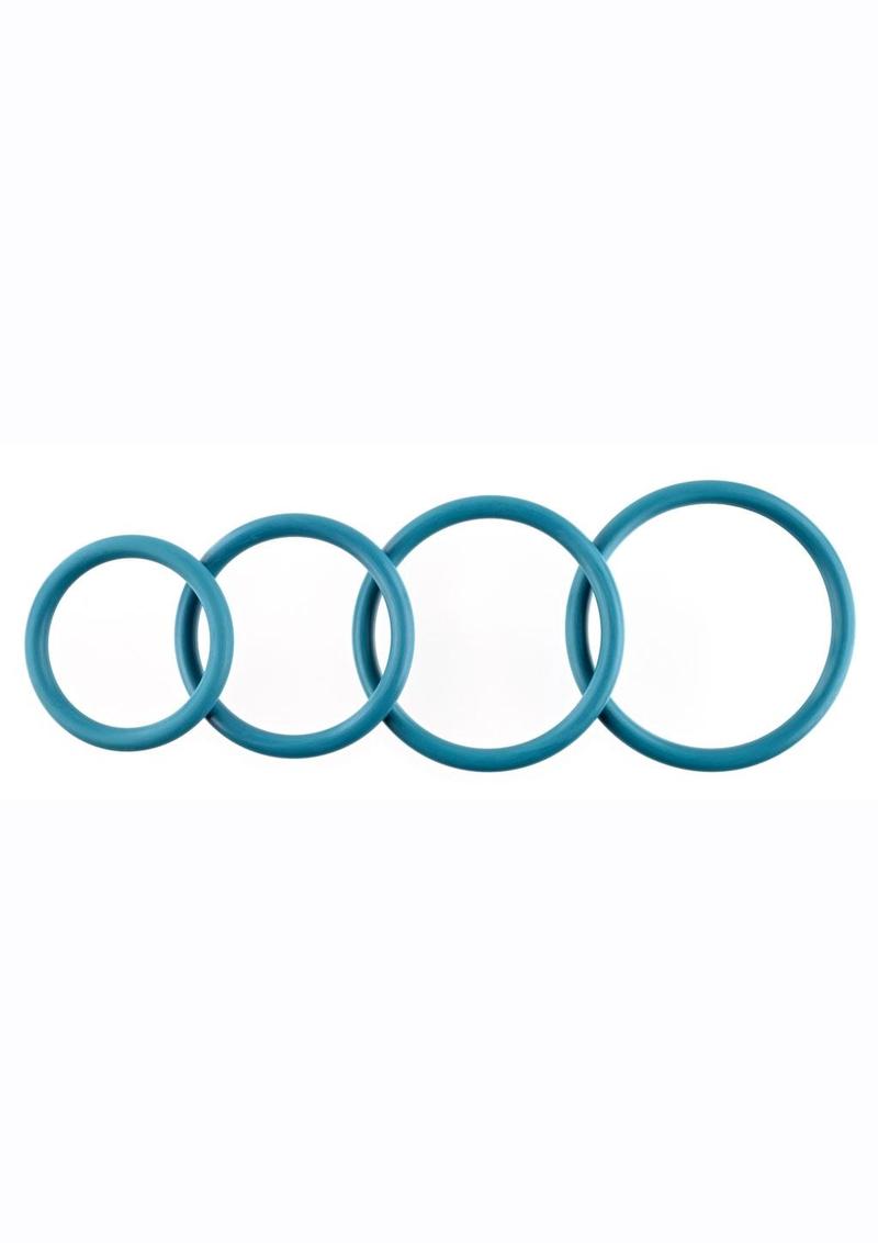 Rubber O-Ring Assorted Sizes - Blue/Turquoise - 4 Pack