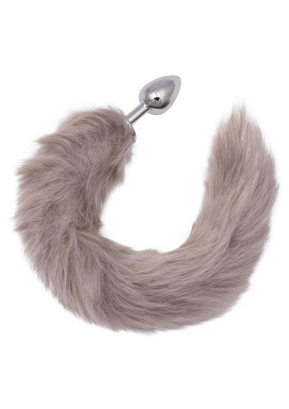 Running Wild Grey Tail Faux Fur Tail and Metallic Anal Plug