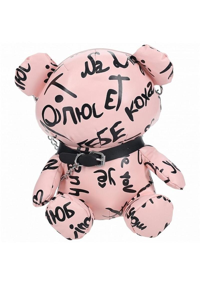 S-Line Bear Bag Pleather Writing - Pink