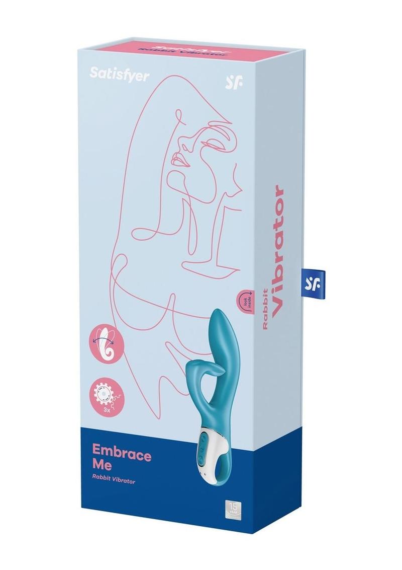 Satisfyer Embrace Me Silicone Rechargeable Vibrator with Clitoral Stimulation - Blue/Turquoise