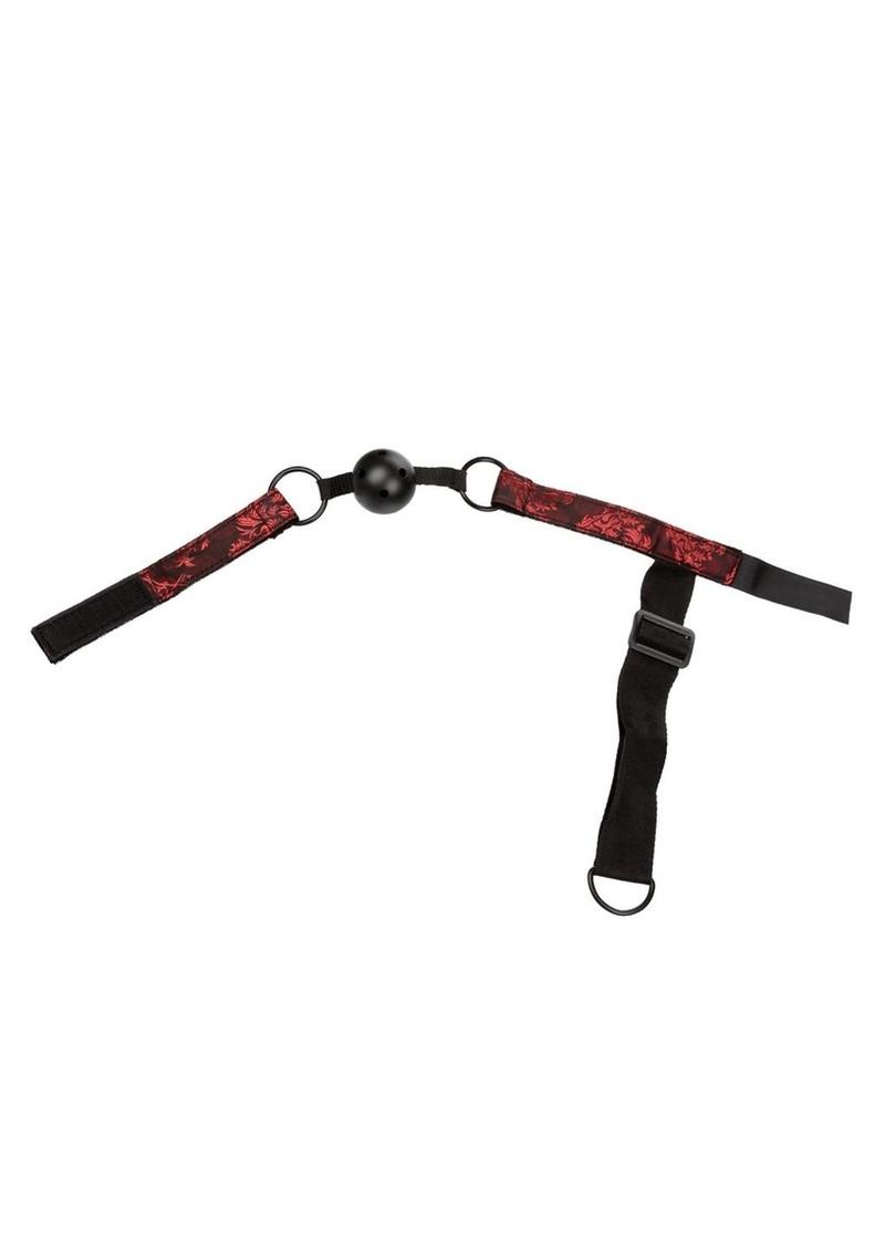 Scandal Breathable Ball Gag with Cuffs - Black/Red