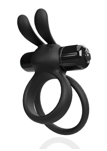 4b Ohare XL Rechargeable Silicone Rabbit Vibrating Cock Ring - Black - XLarge