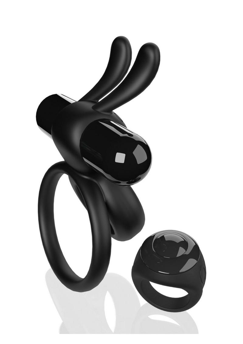 Screaming O Ohare Remote Control Rechargeable Silicone Vibrating Cock Ring - Black