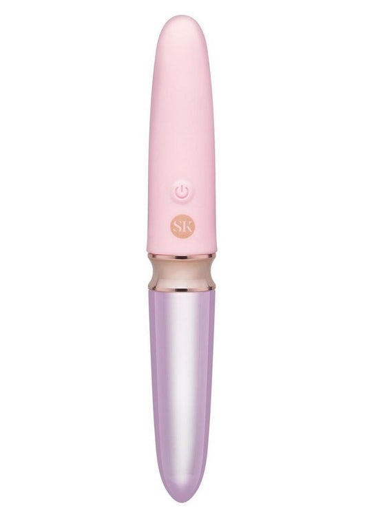 Secret Kisses Glass Lipstick Rechargeable Silicone Dual End Vibrator - Clear/Pink