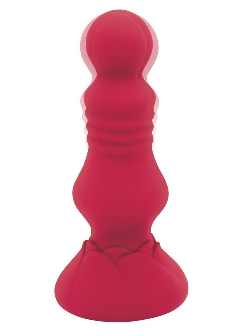 Secret Kisses Remote Control Rechargeable Silicone Vibrating Floret Buttplug - Red