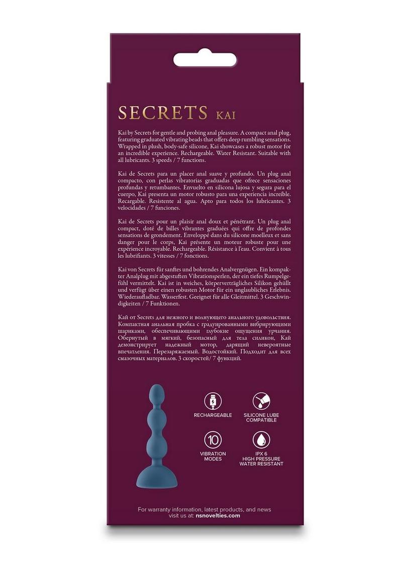 Secrets Kai Rechargeable Silicone Anal Plug - Teal