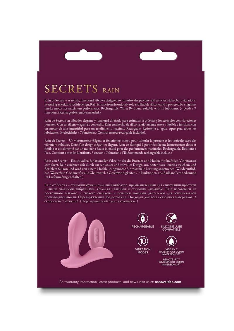 Secrets Rain Rechargeable Silicone Vibrator with Remote - Pink