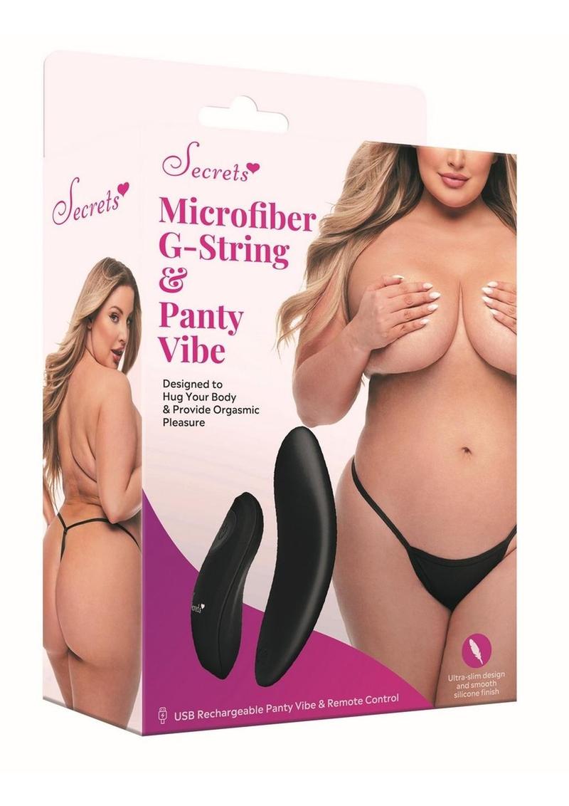 Secrets Lace Panty and Rechargeable Remote Control Panty Vibe - Black - Queen