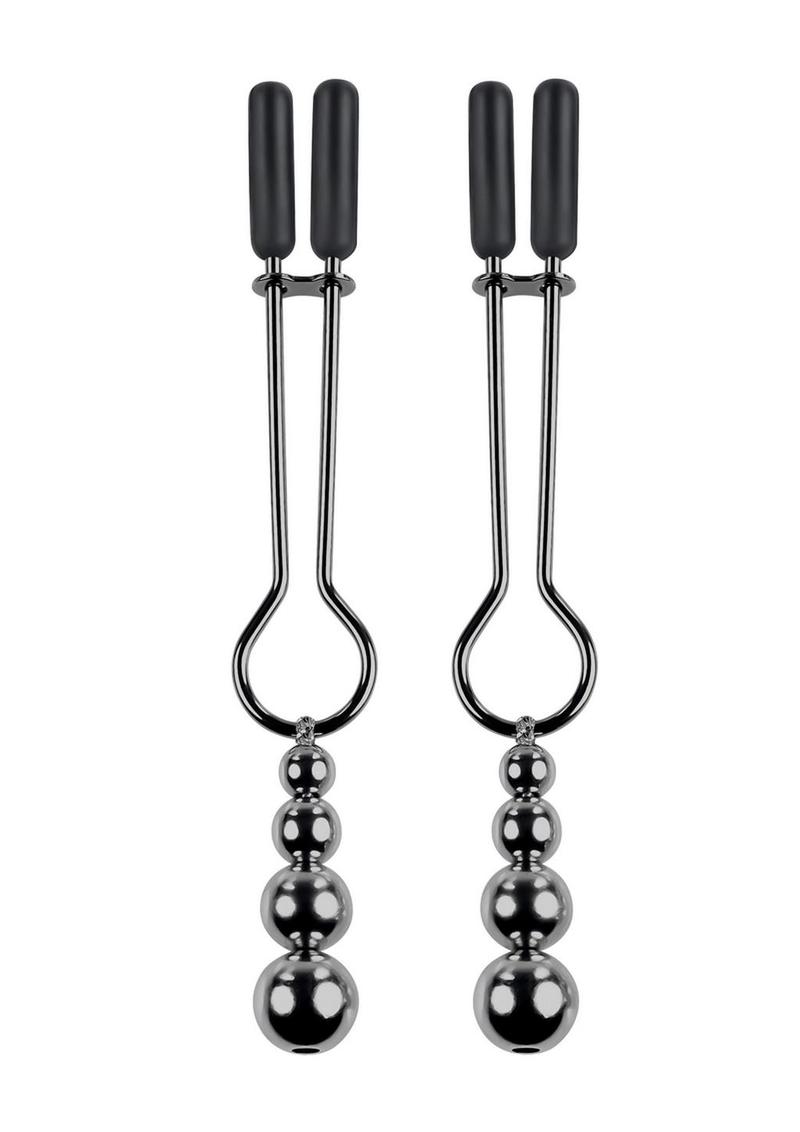 Selopa Beaded Nipple Clamps - Black Chrome - Black