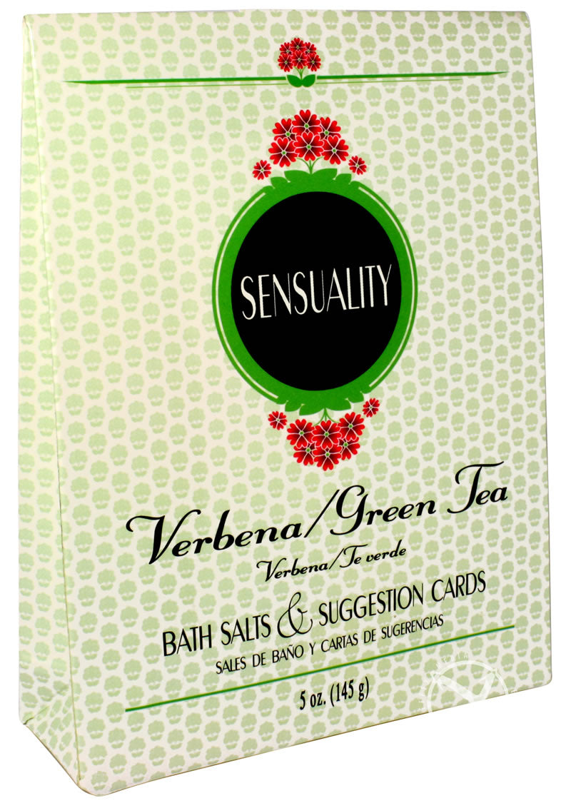 Sensuality Bath Set - Verbena Green Tea Scented Bath Salts with Suggestion Cards