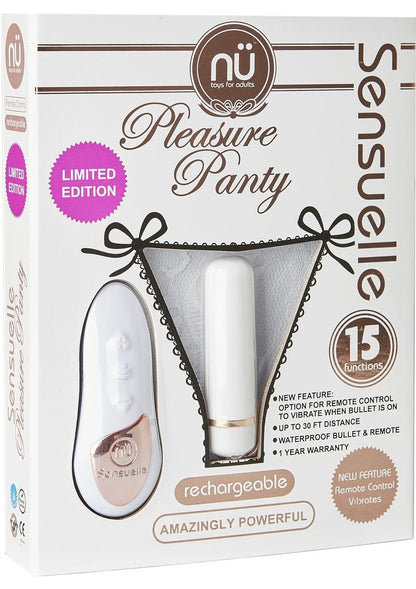 Sensuelle Pleasure Panty Vibe Rechargeable Bullet with Remote Control - Limited Edition - White