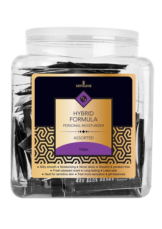 Sensuva Hybrid Personal Moisturizer Assorted Flavored Lubricants Fishbowl - 100 Per Bowl