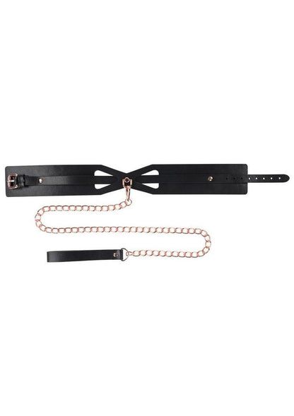 Sex and Mischief Brat Collar Andamp; Leash - Black/Rose Gold