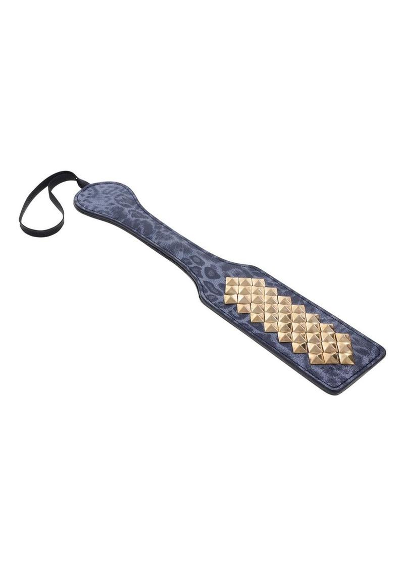 Sex and Mischief Cougar Studded Paddle - Blue/Gold/Navy