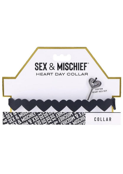 Sex and Mischief Heart Day Collar - Black