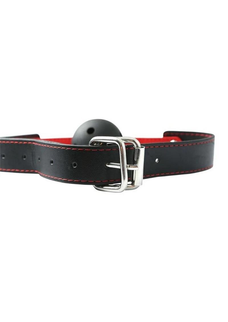 Sex and Mischief Hush Ball Gag Adjustable Strap - Black/Red