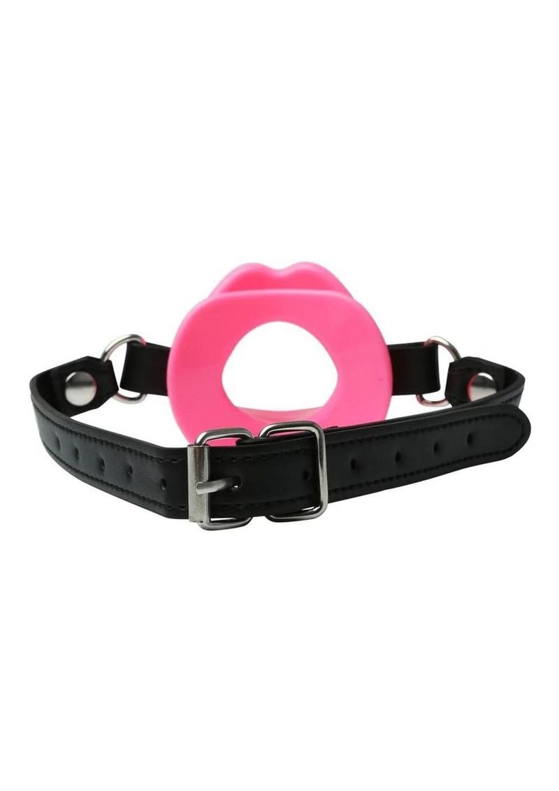 Sex and Mischief Silicone Lips Open Mouth Gag - Pink