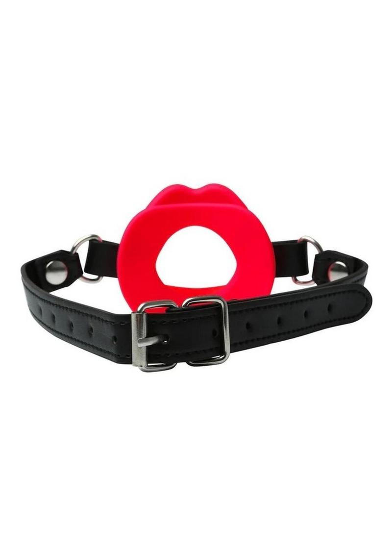 Sex and Mischief Silicone Lips Open Mouth Gag - Red