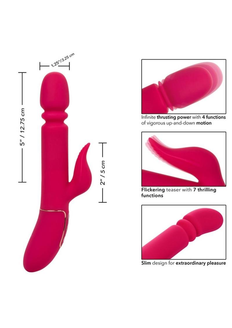 Shameless Slim Charmer Silicone Rechargeable Thrusting Rabbit Vibrator - Pink