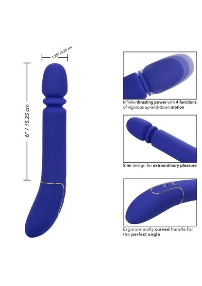 Shameless Slim Thumper Silicone Rechargeable Thrusting Vibrator - Blue