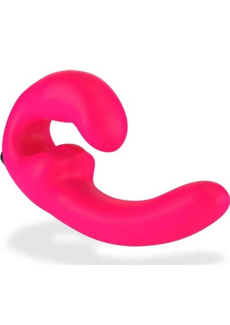 Sharevibe Silicone Strapless Strap-On Dildo with Rechargeable Bullet - Pink