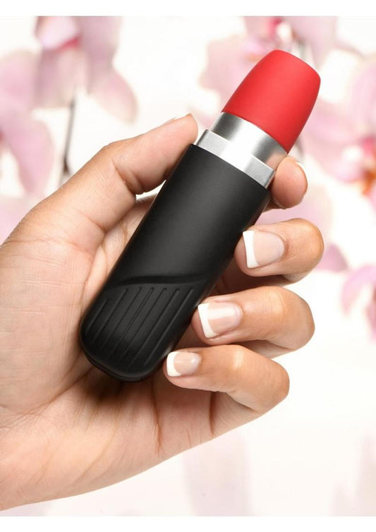 Shegasm Pocket Pucker Silicone Rechargeable Lipstick Clitoral Stimulator - Black/Red