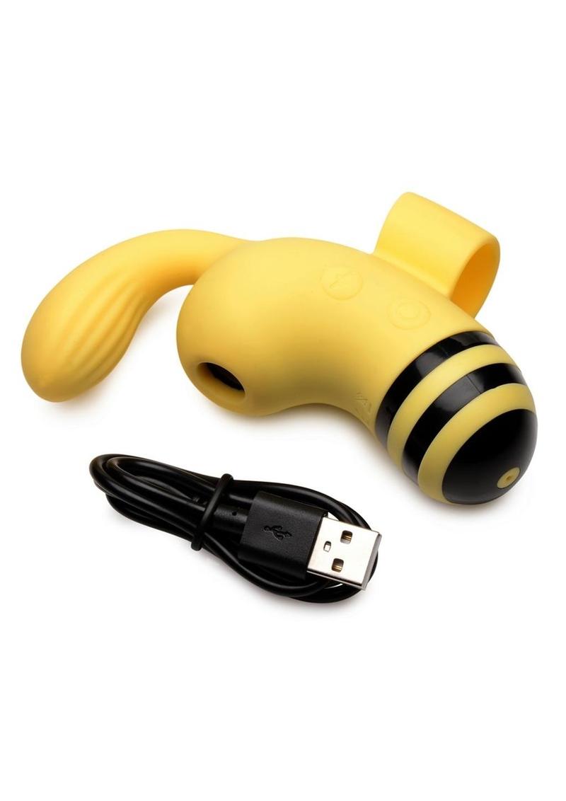 Shegasm Sucky Bee Rechargeable Silicone Clitoral Stimulating Finger Vibrator - Black/Yellow