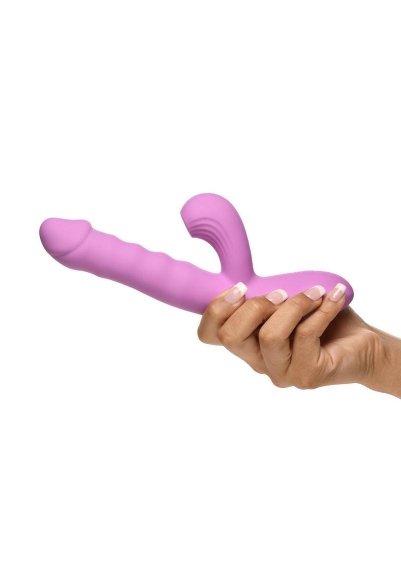 Shegasm + Thrust Wave Thrusting and Sucking Rechargeable Silicone Rabbit Vibrator