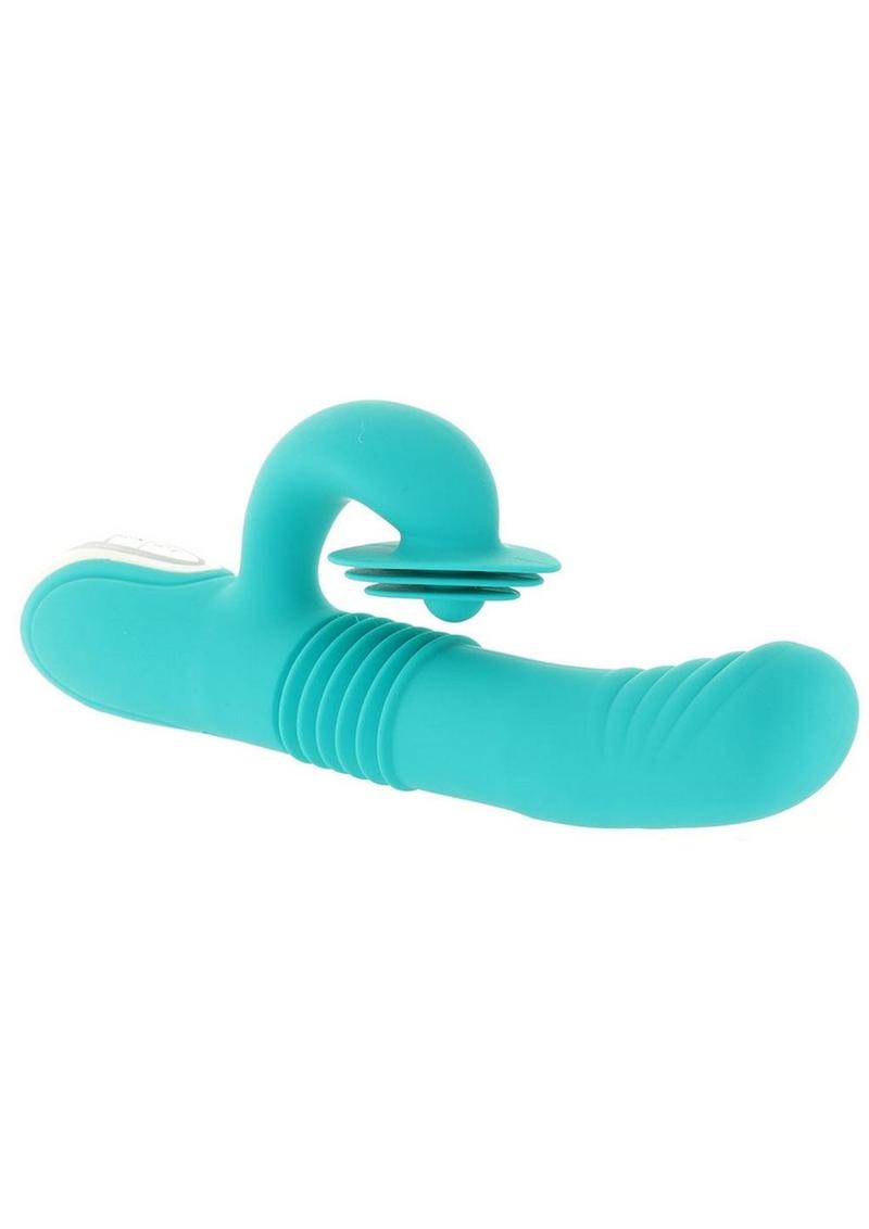 Show Stopper Rechargeable Silicone Dual Vibrator with Clitoral Stimulator