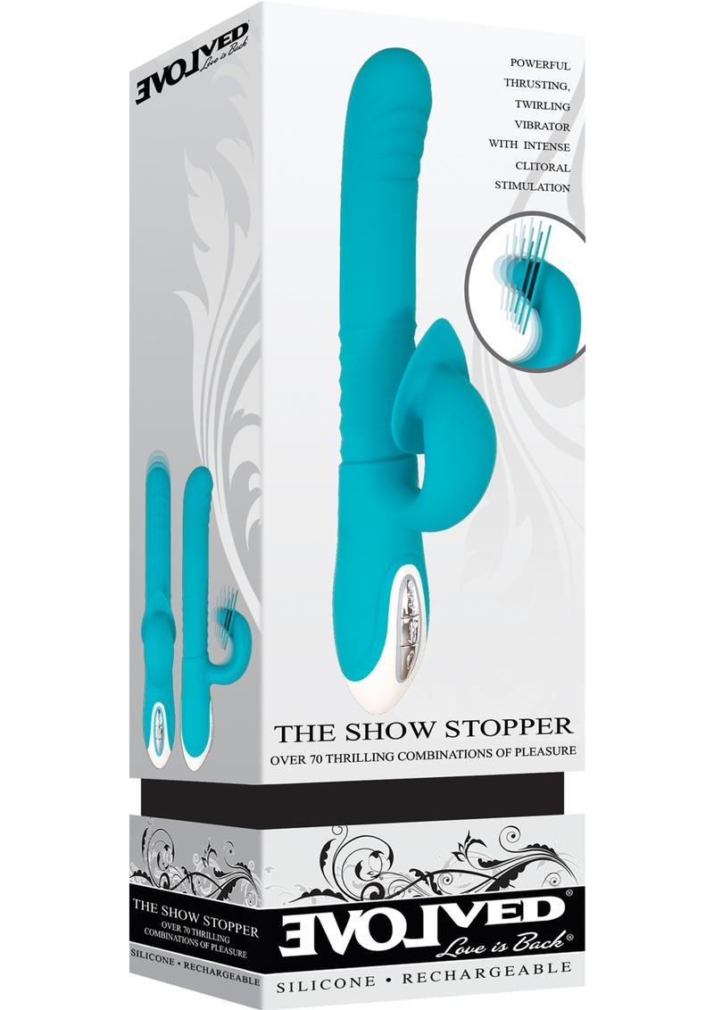 Show Stopper Rechargeable Silicone Dual Vibrator with Clitoral Stimulator