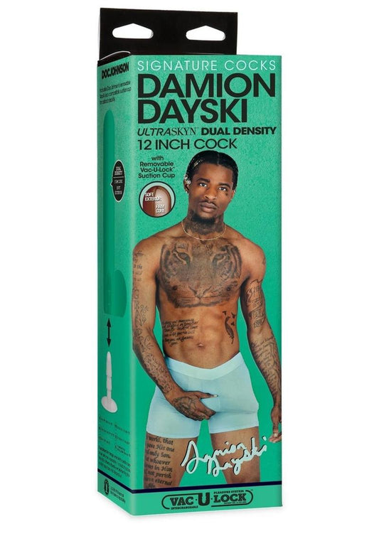 Signature Cocks Ultraskyn Damion Dayski Dildo with Removable Suction Cup - Chocolate - 12in