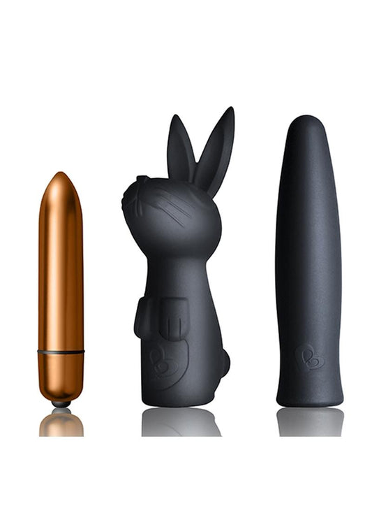 Silhouette Dark Desires Kit Silicone Sleeves and Bullet Vibrator - Black/Copper