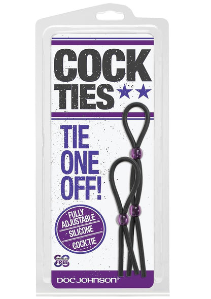 Silicone Adjustable Cock Ties - Black - 2 Piece Kit