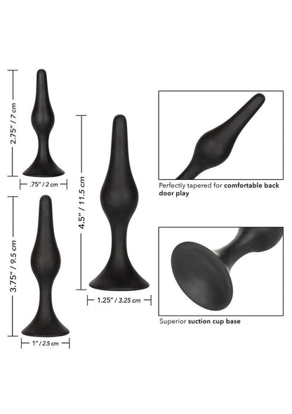 Silicone Anal Starter Kit - Black - 3 Per Set