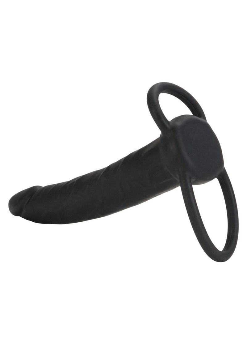 Silicone Double Rider Dildo Cock Ring - Black