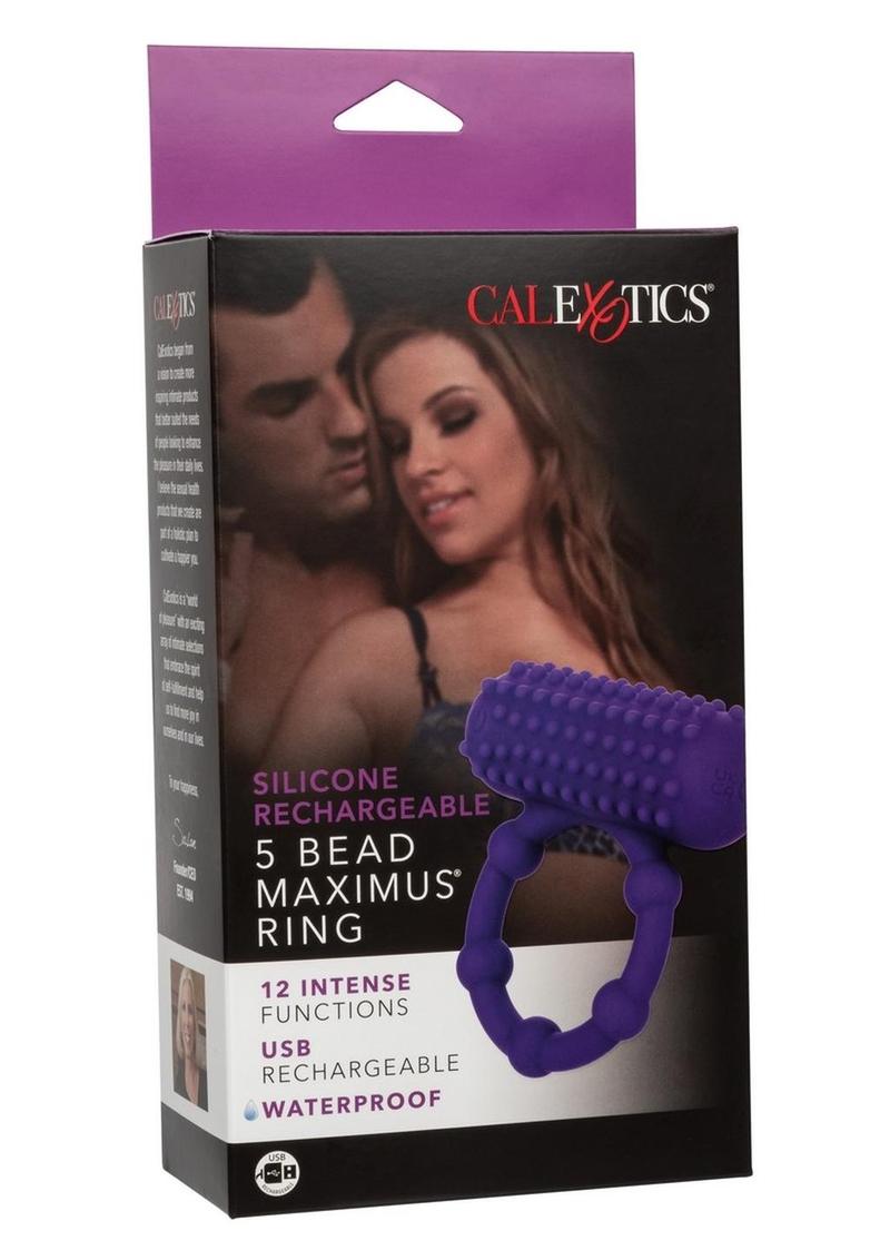 Silicone Rechargeable 5 Bead Maximus Couples Ring - Purple