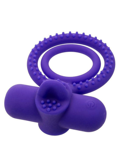 Silicone Rechargeable Dual Climaxer Cock Ring - Purple