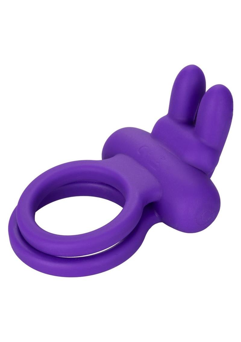 Silicone Rechargeable Dual Rockin Rabbit Multi Speed Cockring Waterproof - Purple